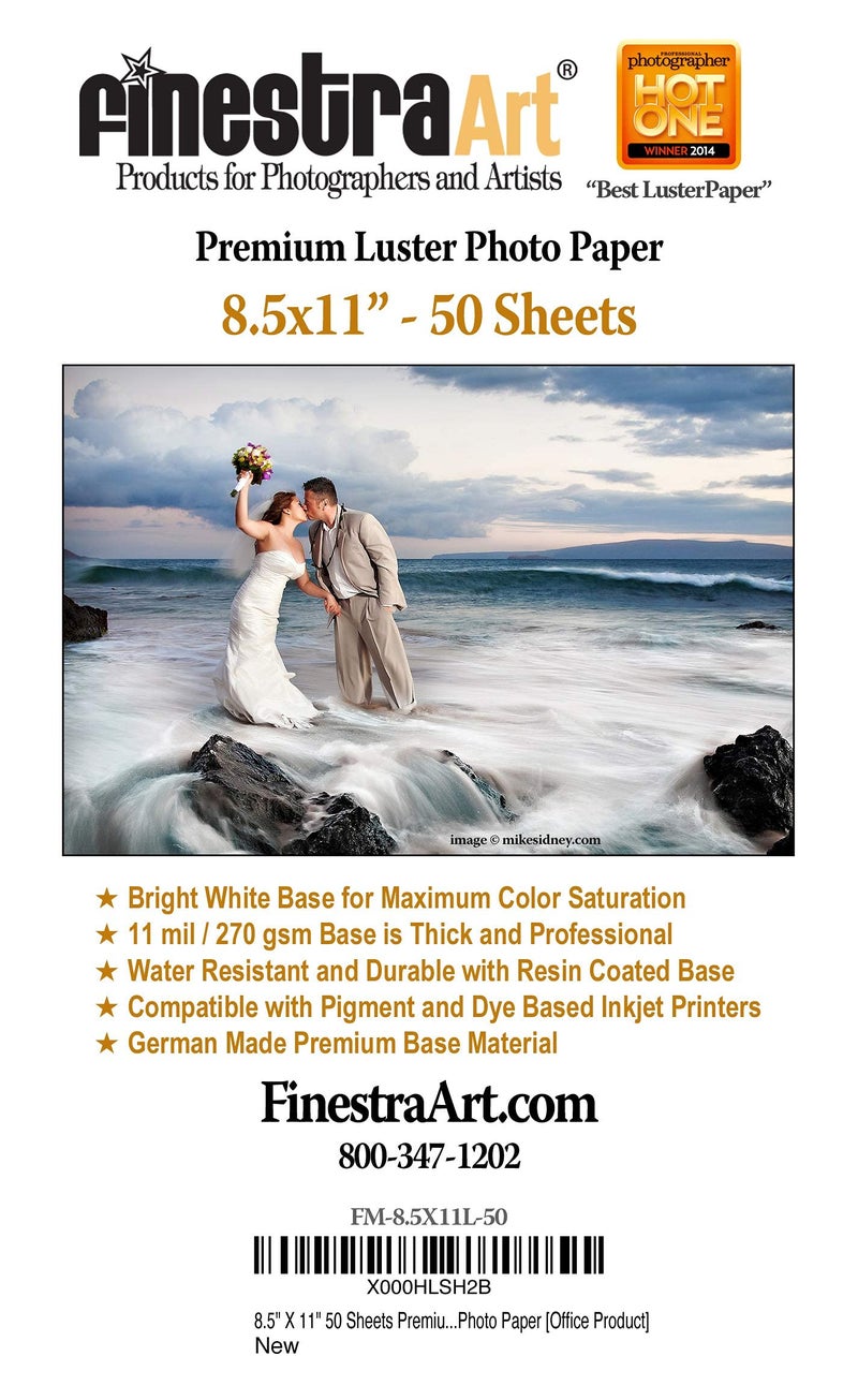 Finestra Art 8.5" X 11" Premium Luster Inkjet Photo Paper - 50 Sheets - Image 1